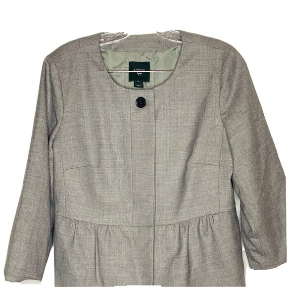 J Crew Suiting Gray Peplum 3/4 Sleeve Wool Blend Jacket Blazer. XS - Picture 2 of 4